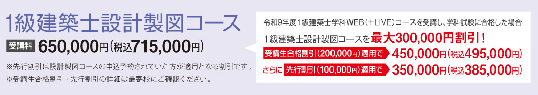 1級建築士設計製図コース割引案内