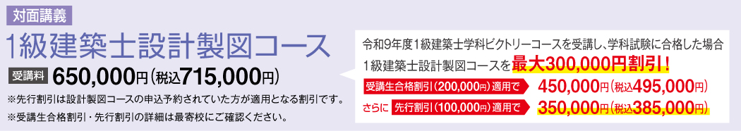 1級建築士設計製図コース割引案内