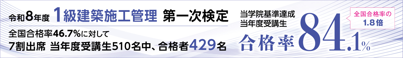 令和8年度 1級建築施工管理 第一次検定合格実績